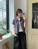Demro Flower Check Short Sleeve Hood Shirt