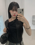 Fuse Ribbon Strap Off Shoulder T-Shirt