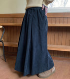 Debenny Banding Corduroy Pintuck Long Skirt