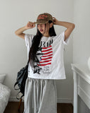 Land semi-crop over short sleeves