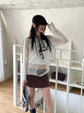 Channing See-Through Flower Embroidery Black Vintage Scarf