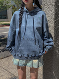 Gradation washing denim hoodie