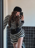 Pierre Stripe Set-up Two-Way Hood Zip-Up
