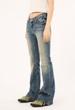 Wrinkle washed crack bootcut denim pants