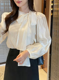 Elle Sequins Silk Satin Tie Blouse