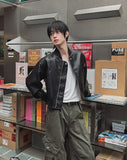 With Biker Leather Jacket