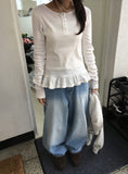 Hirushi Washing Wide Denim Pants