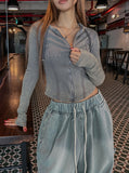 Texture Line Dyeing Ribbed Hood Zip-Up