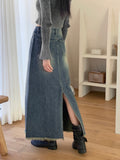 Choppin hem surgical washing denim incision long skirt