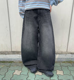 Pinbas Washed Denim Wide Pants