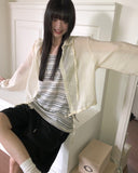 Gali See-Through Strap Hooded Long-Sleeve Cardigan