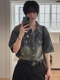 Duke Damage Washed Denim Short Sleeve Shirt