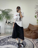 Linen graphic bermuda pants