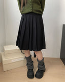 Yuren wool pleated midi banding skirt
