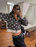 More Than Star Color Matching Two-Way Crop Hood Zip-Up