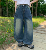 [unisex] Viewo Curved Denim Cargo Wide Pants