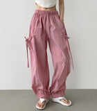 Nylon Rusting Side Ribbon Balloon Jogger Banding Pants