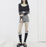 Jellio Sleeve Slit String Cardigan