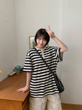 [unisex] Hemda Stripe Over Short Sleeve Tee