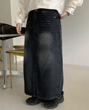 Courony Washing Denim Long Skirt