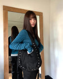 Eo Stud Suede Shoulder Bag