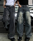 Nyujin wide cargo pocket denim pants