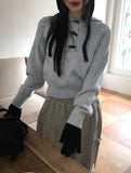 [Wool15] Hound Cable Duffle Button Hood Long Sleeve Knit