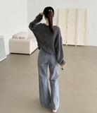 Loose Wide Bootcut Fit Banding Span Denim Pants