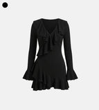 Frill V-neck mini one piece