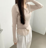 Mesh Sleeveless Bustier Long Sleeve Cardigan Set Knit