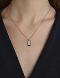 Volume Square Silver (W) Onyx Necklace