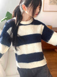 Mayo Wool Stripe Angora Semi-Crop Knit