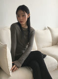 Ratzen Color Matching Layered Cut Round Long Sleeve T-Shirt