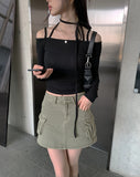 Awesome Choker Off Shoulder Ribbon Tee
