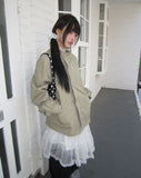 Henro High Neck Vintage Overfit Bomber Jacket