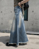 Haul Damage Washing Denim Long Skirt