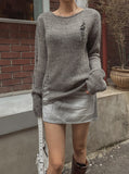 Autumn Damage Boat Neck Knitwear
