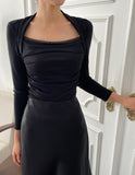 Liperon Satin Flared Banding Skirt