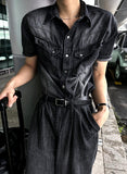 Cool Wash Pintuck Linen Denim Pants