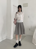 Pezzle See-Through Paisley Incision Split Cropped Long Sleeve T-Shirt