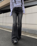 Tabi Black Denim Washing Bootcut Denim Pants