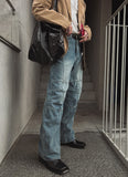 Scale panel wide denim pants