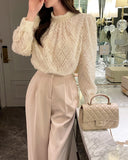 Rielson Tassel Jacquard Puff Shirring Blouse