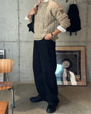 Levon Heavy Cable Henley Neck Knit