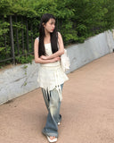 [Flower Choker SET] Bohemian Unbalanced Layered Knit One Piece