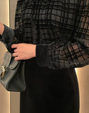 Mitchell Velvet See-Through Puff Blouse