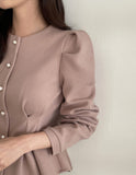 Sophian Wool Peplum Pintuck Jacket Blouse