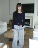 Nib chiffon lace knit cardigan