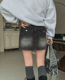 Hitch Pocket Denim Mini Skirt