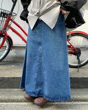 Nenkobu Washing Maxi Long Denim Skirt